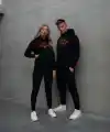 Yılbaşı Merry Christmas Baskılı Oversize Kapüşonlu Sweatshirt Hoodie - Siyah