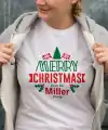 Yılbaşı Merry Christmas Miller Baskılı Oversize Bisiklet Yaka T-shirt - Beyaz