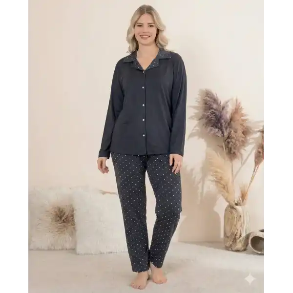 Boyraz 0205 Kadın Sandy Patlı Uzun Kol Pijama Takımı