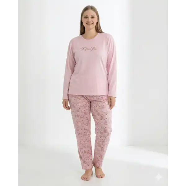 Boyraz 0261 Kadın Sandy Battal Uzun Kol Pijama Takımı