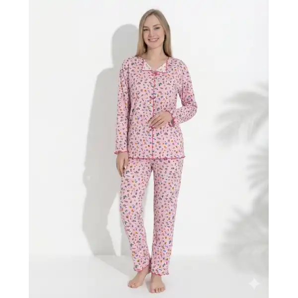Boyraz 0367 Kadın Raporlu Uzun Kol Pijama Takımı