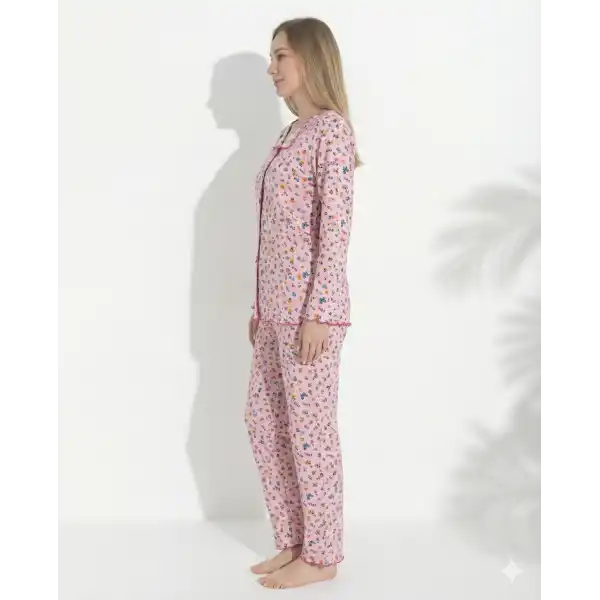 Boyraz 0367 Kadın Raporlu Uzun Kol Pijama Takımı