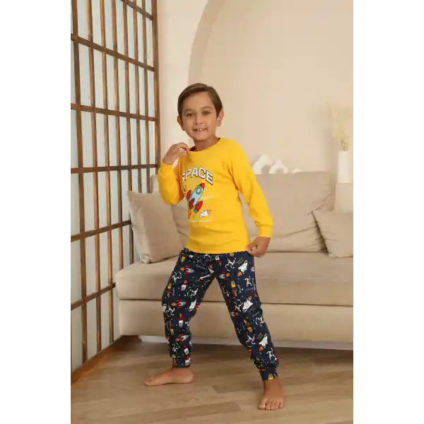 Kapitex 7114 Erkek Çocuk Uzun Kol Pijama Takımı