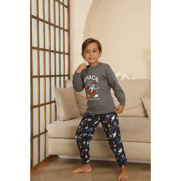 Kapitex 7114 Erkek Çocuk Uzun Kol Pijama Takımı