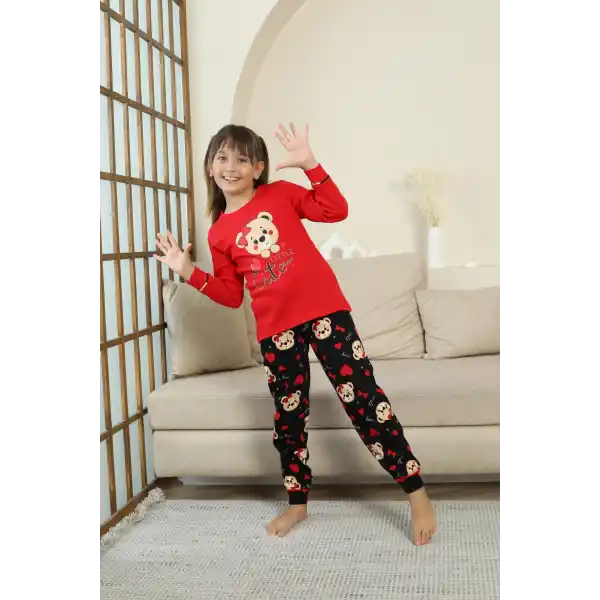 Kapitex 8222 Kız Çocuk Uzun Kol Pijama Takımı
