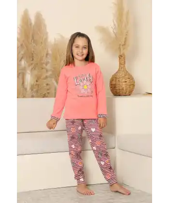 Kapitex 8219 Kız Çocuk Uzun Kol Pijama Takımı