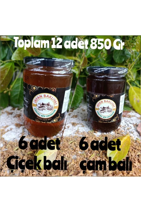Çam Balı 6*850 gr Çiçek Balı 6*850 gr Toplam 12*850 gr Net 10200 Gr..