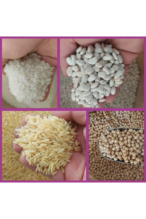 Kuru fasulye 2 kg Nohut 2 kg pirinç 2 kg şehriye 2 kg ( doğal ve katkısız) net 8 kg
