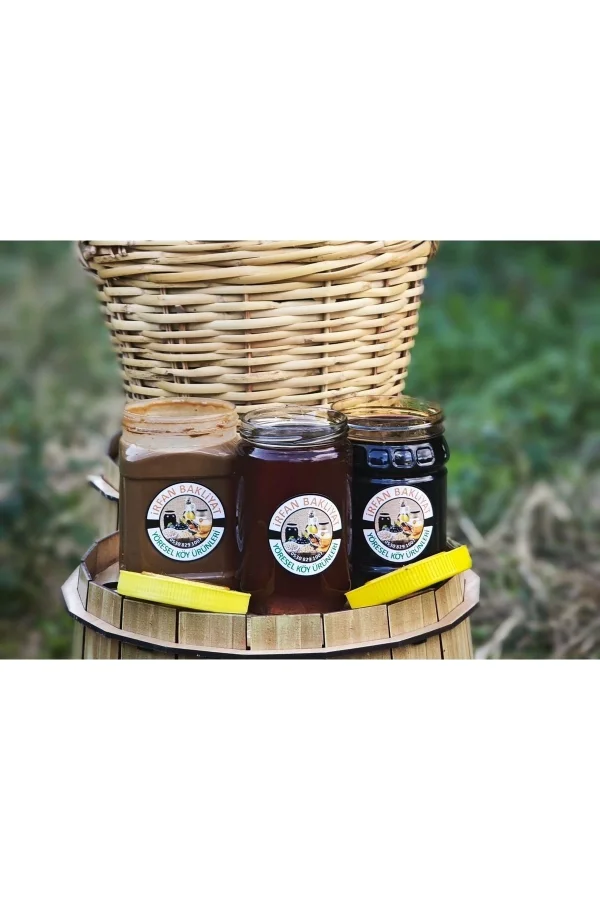 Taş Değirmen Tahin (1 Kg ) Üzüm Pekmezi ( 1 Kg) Çam Balı(850 gr) Net 2850 gr