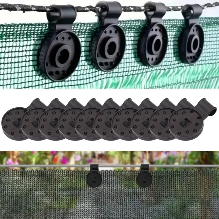 10 Adet Güneşlik Filesi Sabitleme Klipsleri, Gölgelik Bezi ve Brandalar İçin Dayanıklı Plastik Kelepçe Kancaları (5047)