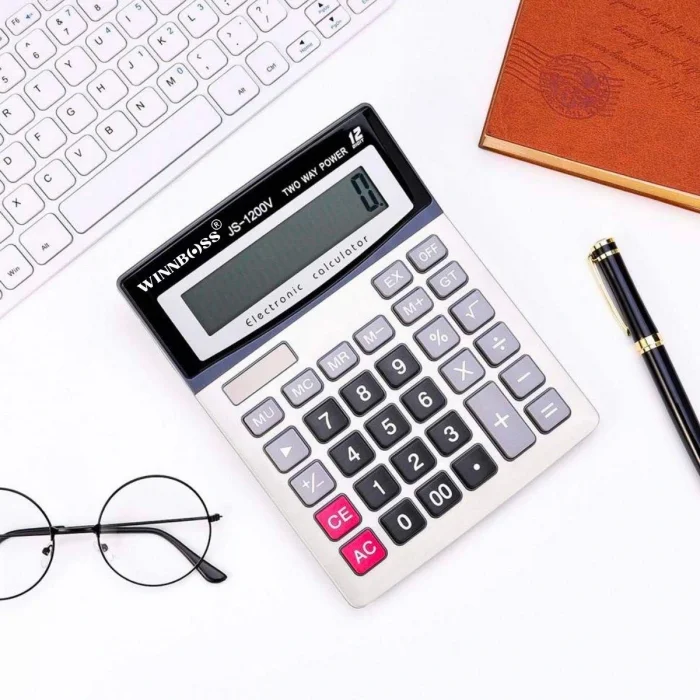 12 Haneli Geniş LCD Ekran, Pilli Büyük Düğmeli Hesap Makinesi (5047)