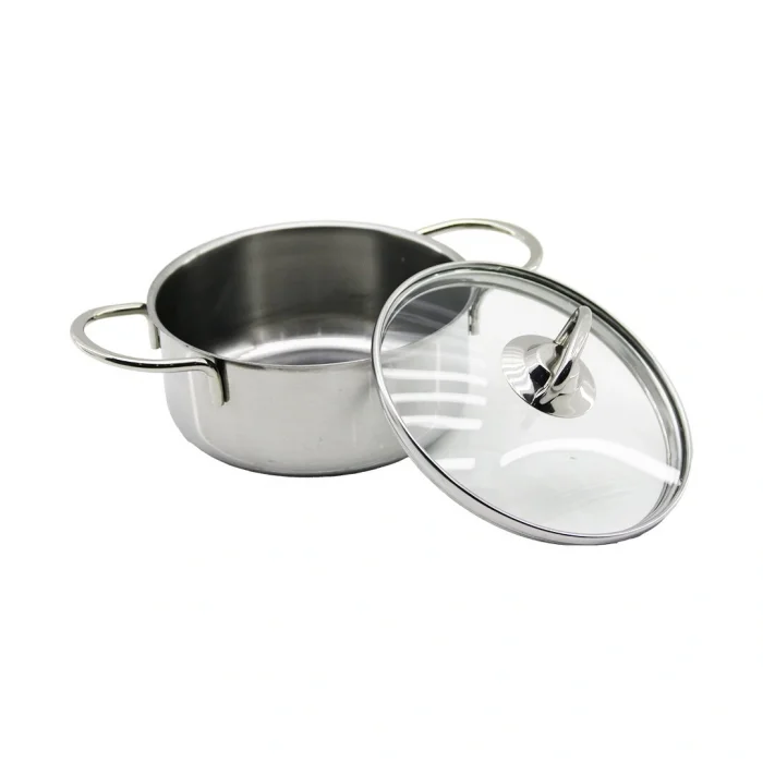 14CM   CAM KAPAK   MİNİ  ÇELİK TENCERE (5047)