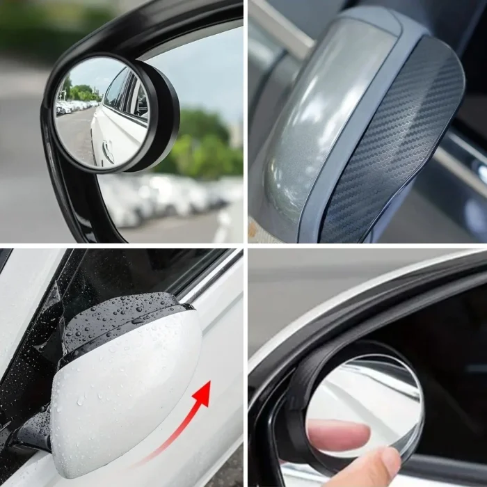 2 Adet Kendinden Aynalı Karbon Fiber Görünümlü Araba Yan Ayna Yağmur Koruyucuları Yağmur &amp; Kar Kalkanı Visörler (5047)