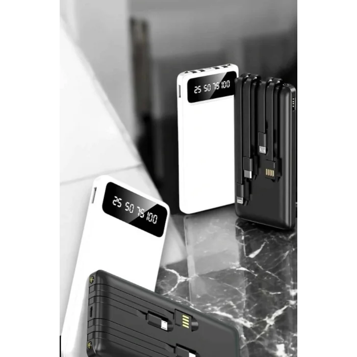 20.000 Mah Led Işıklı LCD Ekran USB Girişli Type-C Lightning Powerbank
