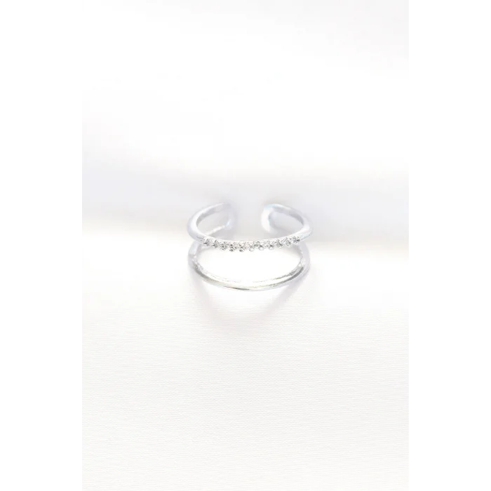 2li Görünümlü Su Yolu Tasarımlı Silver Renk Ayarlanabilir Yüzük