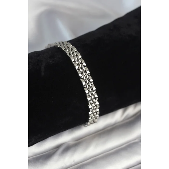 316L Çelik 7 mm Kalınlıkta Gümüş Renkli Erkek Bileklik