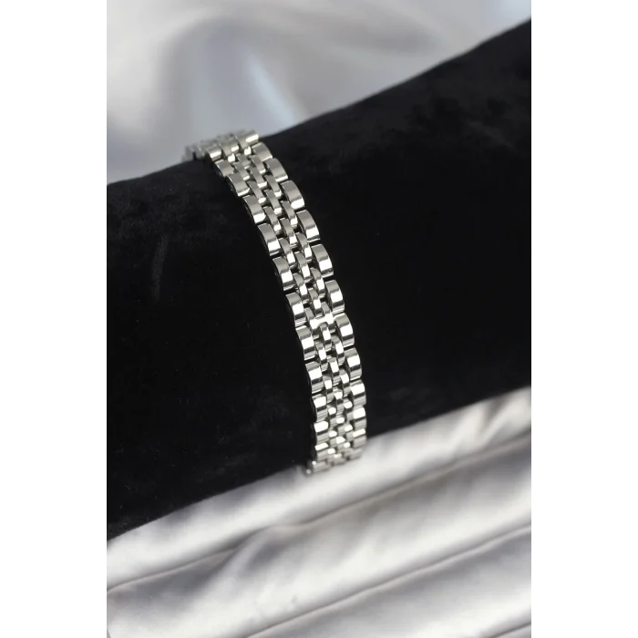 316L Çelik 9 mm Kalınlıkta Gümüş Renkli Erkek Bileklik