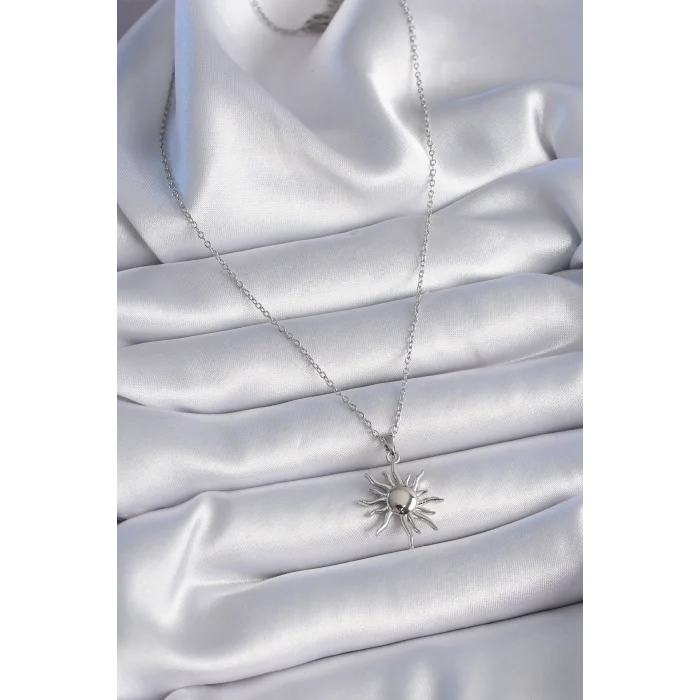 316L Çelik Gold Renk Zincir Güneş Figür Kadın Kolye