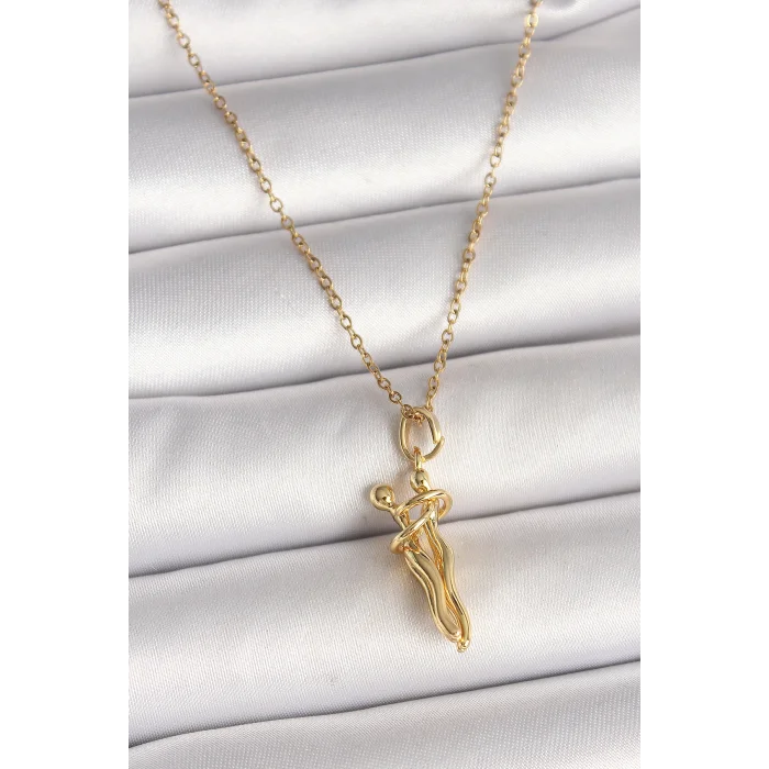 316L Çelik Gold Renk Zincir Sarılma Model Kadın Kolye