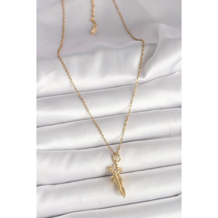 316L Çelik Gold Renk Zincir Sarılma Model Kadın Kolye