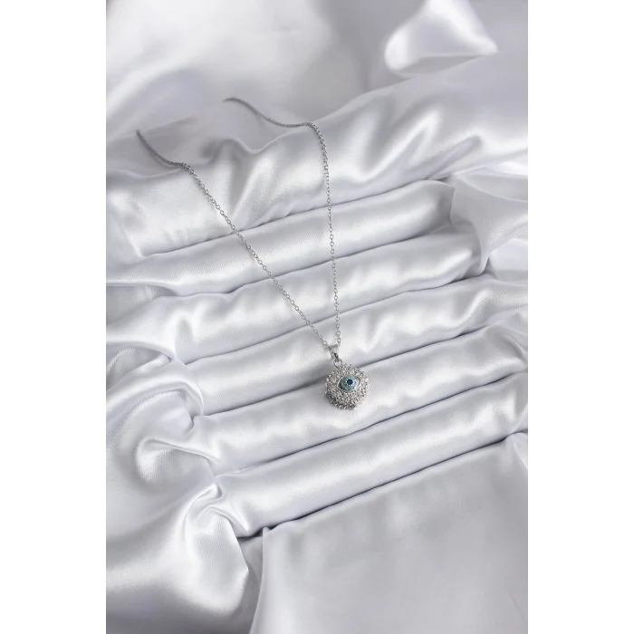 316L Çelik Gold Renk Zirkon Taşlı Göz Model Kadın Kolye