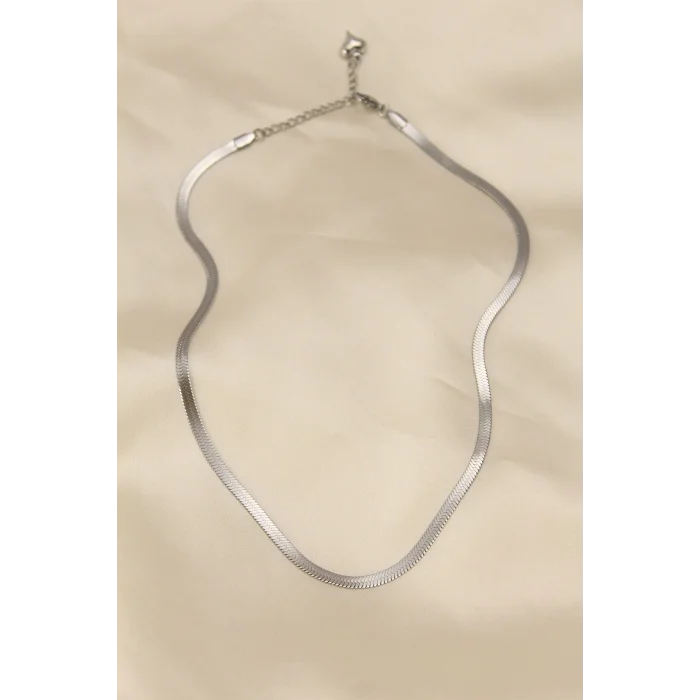 316L Çelik Silver Renk 45 cm İtalyan Zincir Model Kadın Kolye