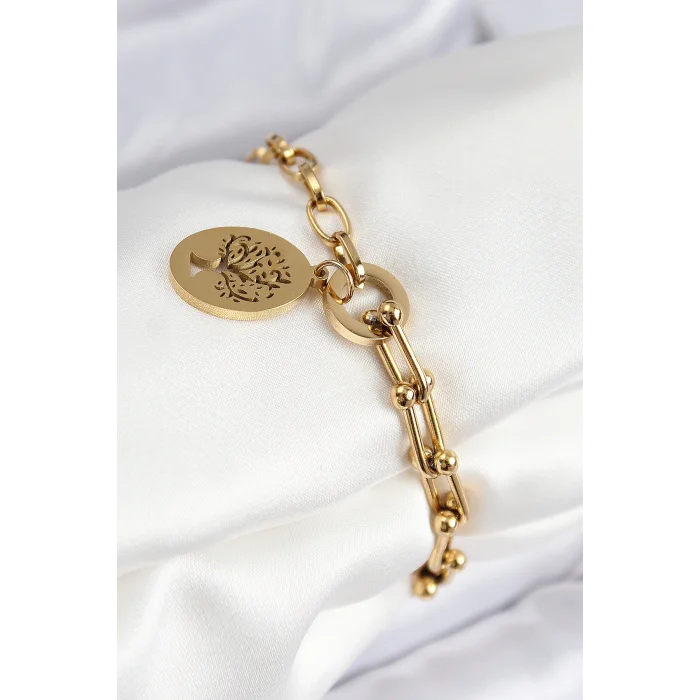 316L Çelik Tifany Ağaç Model Gold Renk Kadın Bileklik