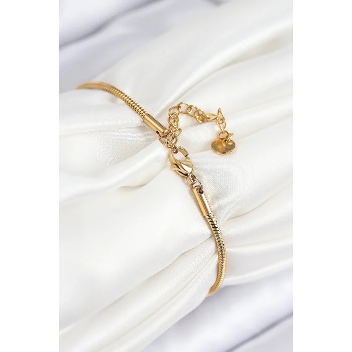 316L Çelik Zirkon Taşlı Göz Charm Model Gold Renk Kadın Bileklik