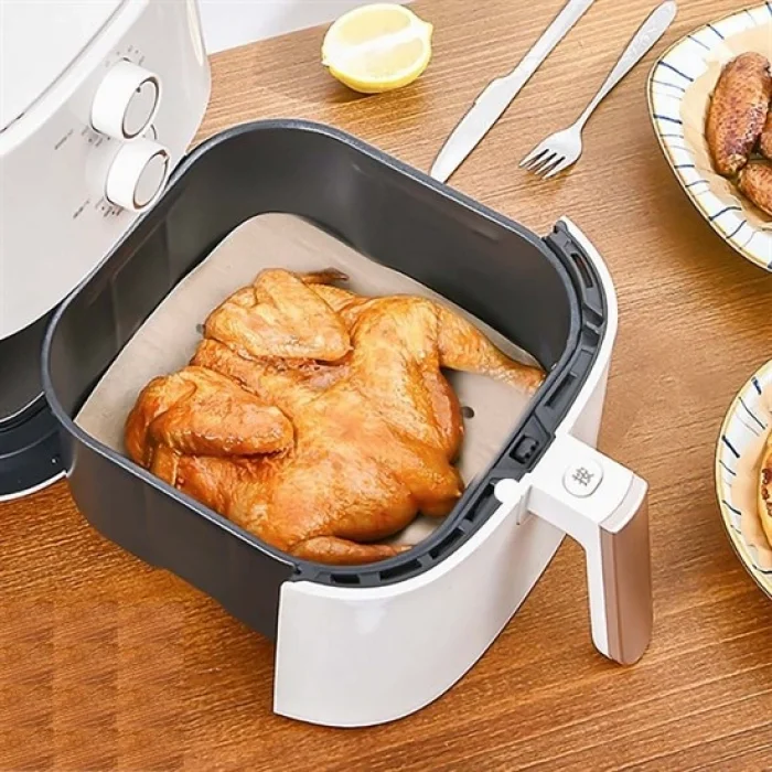 50 Adet Air Fryer Pişirme Kağıdı Tek Kullanımlık Hava Fritöz Yapışmaz Yağlı Kağıt Delikli Model (5047)