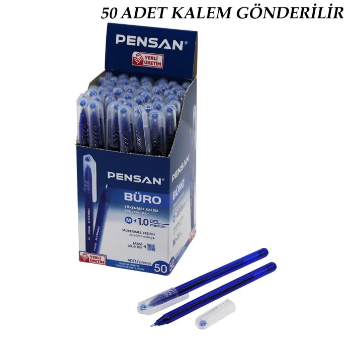 50 ADET PENSAN BÜRO MAVİ TÜKENMEZ KALEM M-MEDİUM - 1.0MM UÇ (5047)