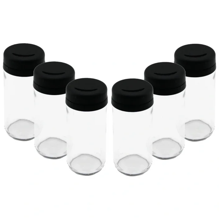 6 PCS CAM - 225ML BAHARATLIK - TUZLUK PLASTİK KAPAK (5047)