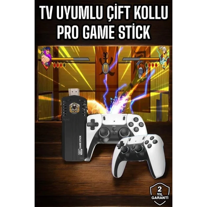 8K Android TV Gme Stick Video Oyun Konsolu Aile Retro 35000 Oyunlu Çift Kollu