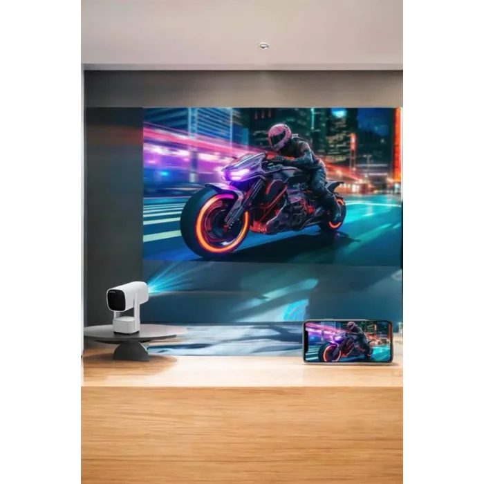 Akıllı Projeksiyon Powerbankli Taşınabilir Sinema Projektörü 4k HD Kaliteli