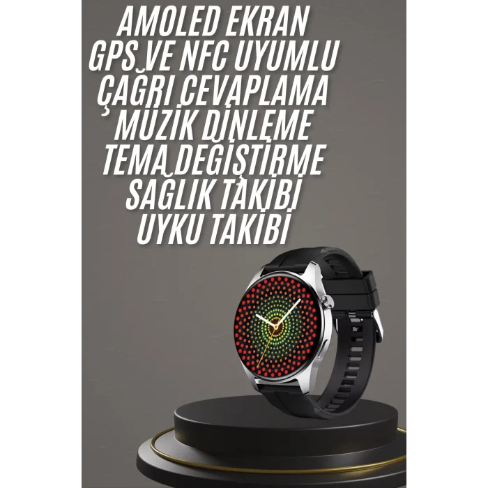 Akıllı Saat 1.5 Inç Amoled Ekran Çift Kordonlu GPS NFC Uyumlu