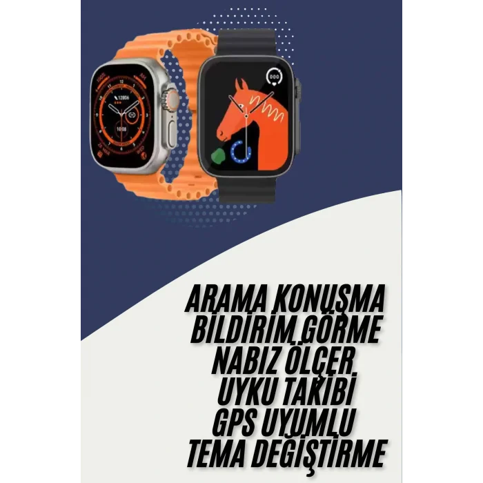Akıllı Saat Kordon Hediyeli Güçlü Batarya Kapasiteli Titreşimli Bildirim Görme Unisex