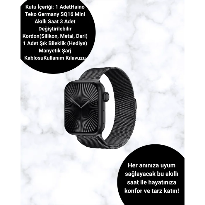 Akıllı Saat SQ-16 Mini Series 10 | Unisex Tasarım, Sağlık ve Spor Takibi