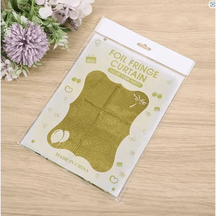 Altın Gold Renk Dikdörtgen Kesim Parlak Sim Görünümlü Fon Perde Dekor 1x2 Metre (5047)