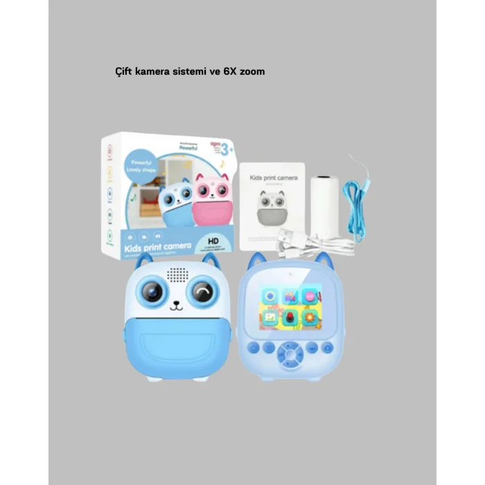 Anında Baskı Özellikli Çocuk Kamerası 48MP 1080P Çift Lens 32GB Destekli