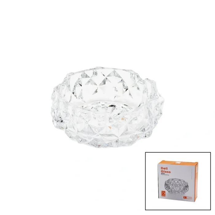 BÜYÜK CAM - DIAMOND KRİSTAL ŞEKİL YUVARLAK KÜLLÜK ÇAP: 12.8CM - D: 5.2CM (5047)