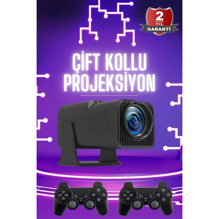 Çift Kollu Projeksiyon Taşınabilir Game Projektör Full Hd 1080P 4k Projeksiyon Gamepad