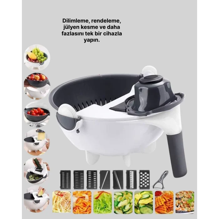 Çok Amaçlı Hazneli Sebze Rende Doğrayıcı ve Soyucu