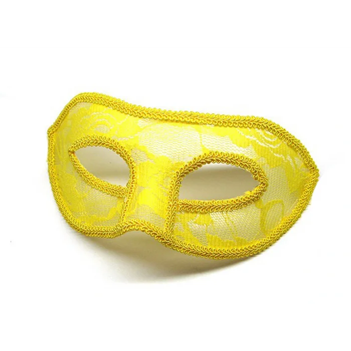 Dantel Tül Malzemeden İmal Sarı Renk Balo Parti Maskesi Venedik (5047)