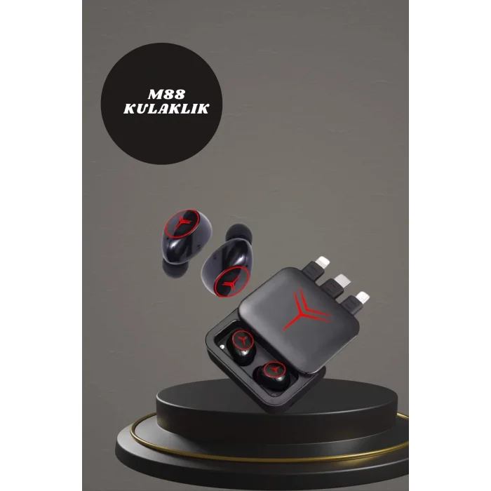 Dijital Göstergeli Powerbank Kablosuz Kulaklık ve 7 Kordonlu Yeni Nesil Akıllı Saat Dokunmatik Kontrol