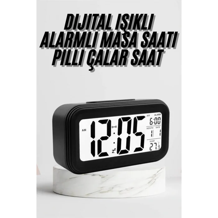 Dijital Masa Saati Termometre Takvim Led Ekran Pilli Ev Ofis Masası