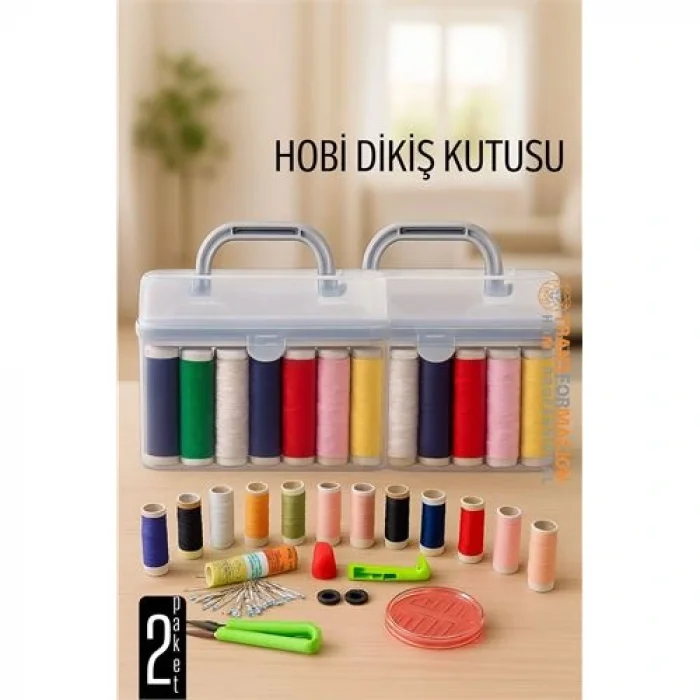 Dikiş Seti - 42 Parça Renkli Dikiş Seti – Mezuralı, Taşınabilir, Hobi ve Onarım İçin