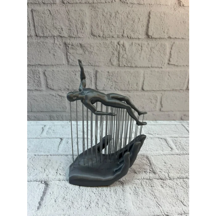 El İnsan Figürü Gri Modern Sanatsal Tasarım Salon ve Raf Dekorasyonu İçin Özel Biblo