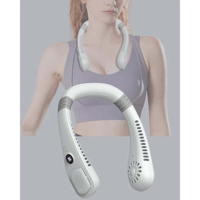 Giyilebilir Boyun Fanı 360° Dairesel Rüzgar ve 5 Kademeli Hız Ayarlı