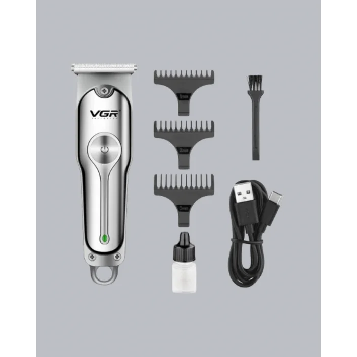Gümüş Desenli Şarjlı Tıraş Makinesi – 120 Dakika Çalışma Süresi, 3 Başlıklı