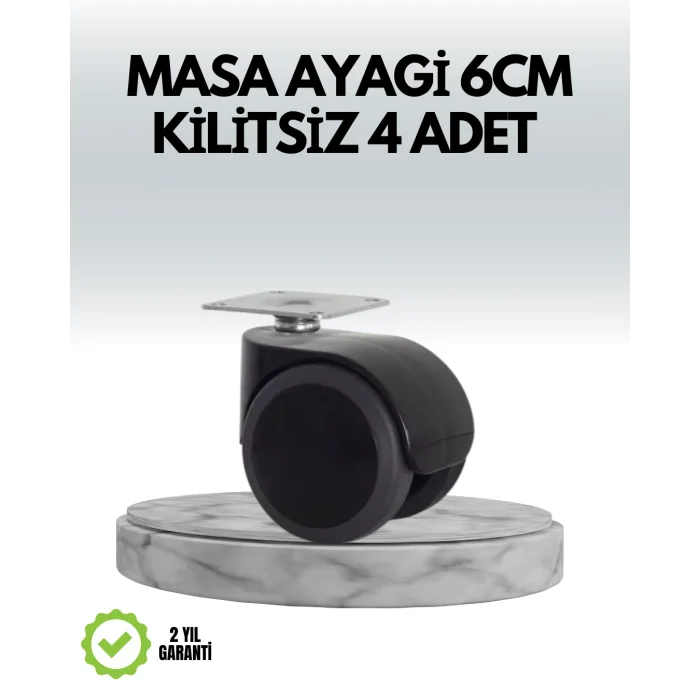 Halı ve Beton Uyumlu Kilitsiz Mobilya Tekerleği 4’lü