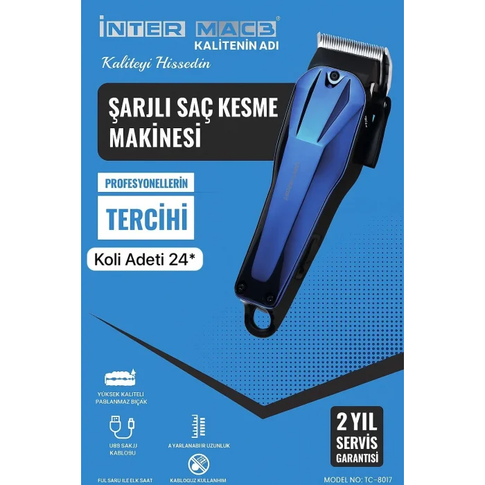inter Mac3 Şarjlı Saç Kesme Makinesi TC-8017 (5047)